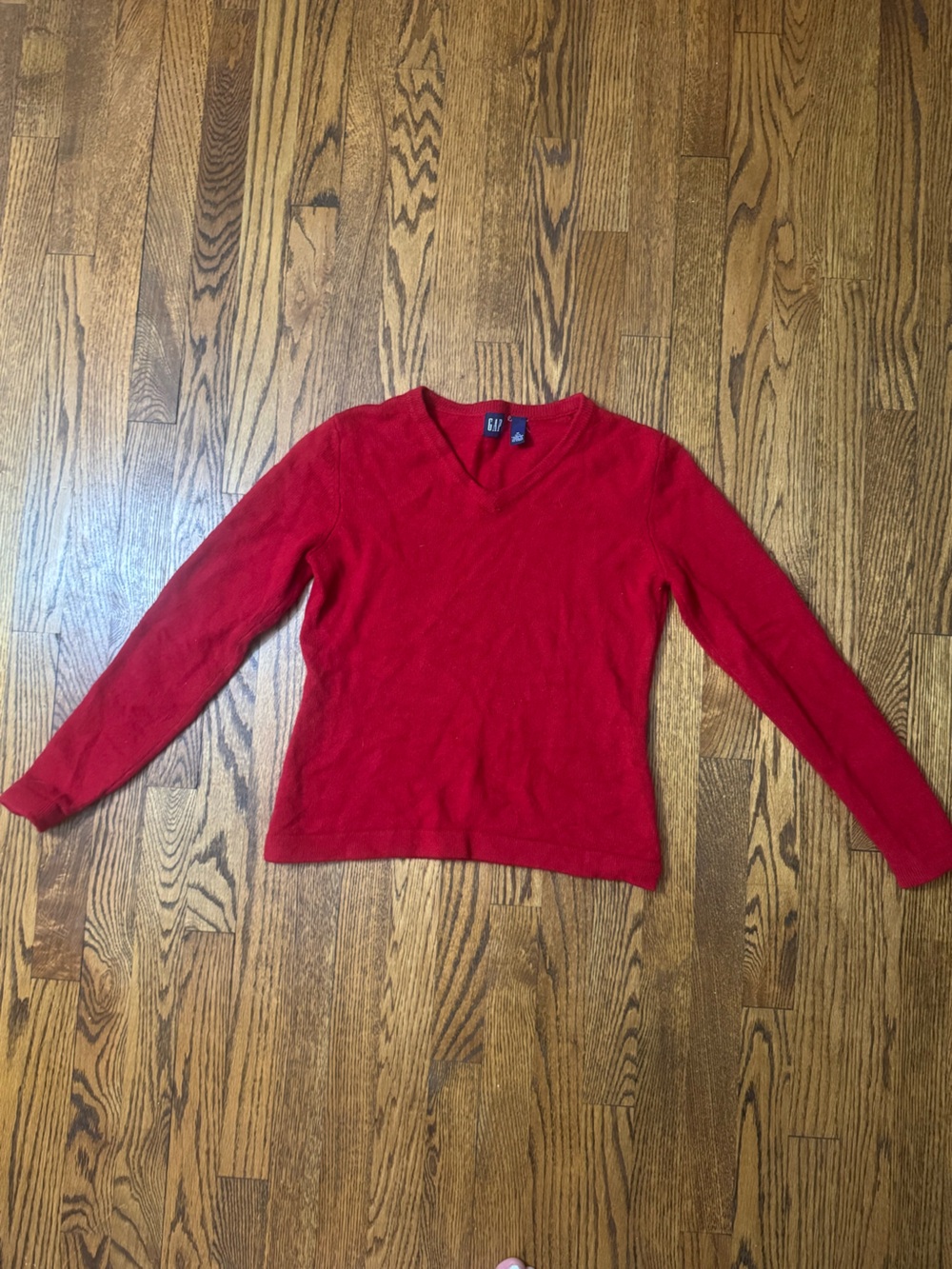 2000 Vintage GAP Red 100% Lambswool V-Neck Sweater Women’s M Y2K